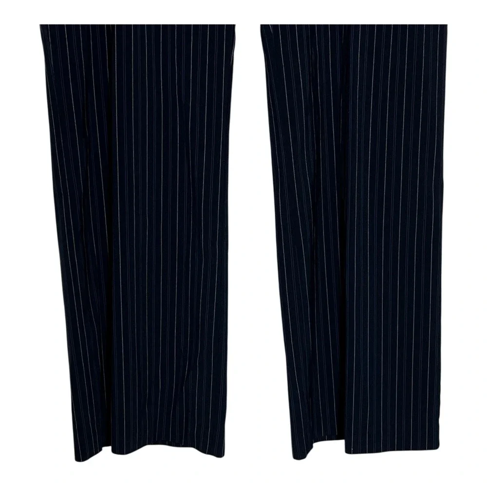 Chicos 2.5 Striped Wide Leg‎ Pants Women Size L/14 Regular Navy Business Casual